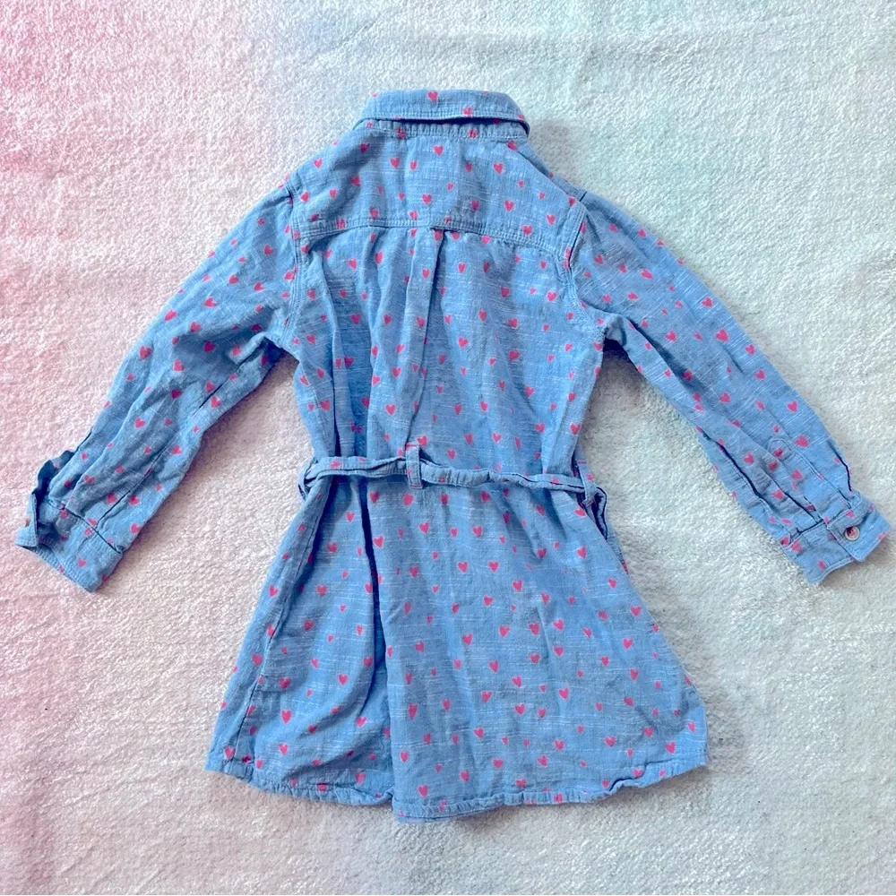 Hatley Chambray Hearts Button Down Dress - Size 5